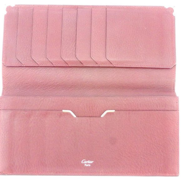 Cartier length wallet cabochon Bordeaux leather Auth used T18091 - Picture 4 of 8